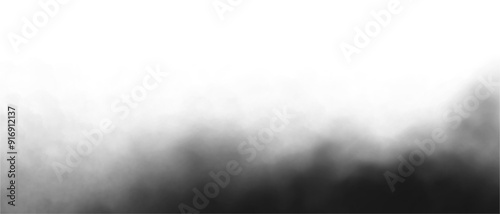 Realistic black smoke or fog on isolated white background, rising smoke texture overlay, eerie Halloween design element, atmospheric effect