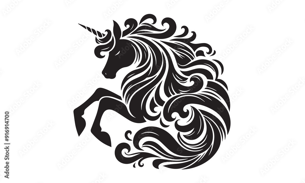 unicorn design, unicorn horse head design - black and white magical unicorn design, unicorn horse head design - black and white magical