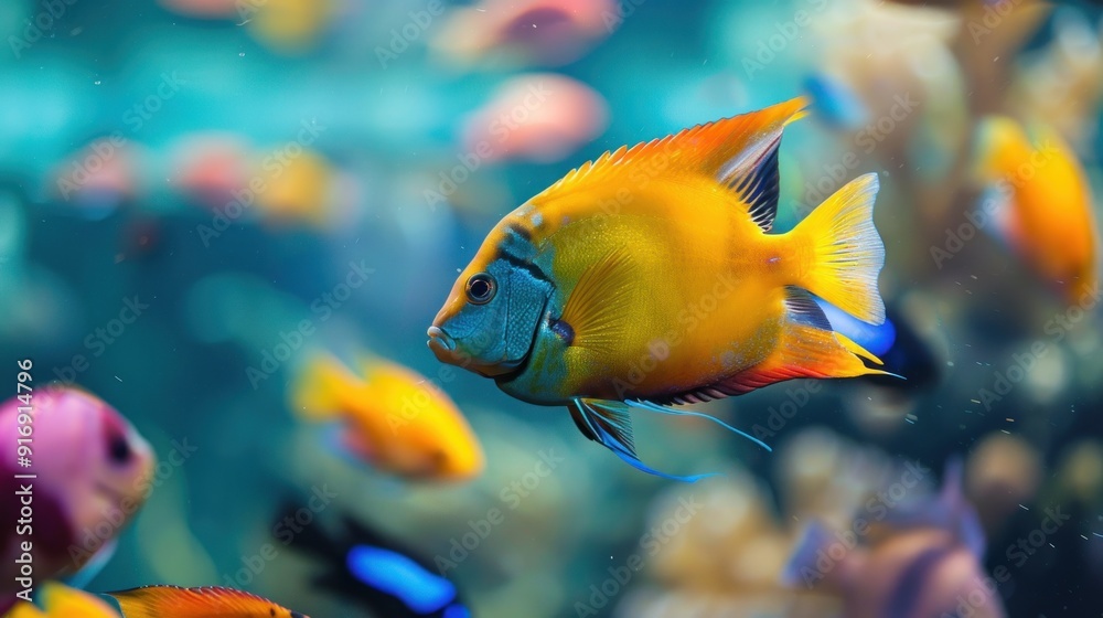 Vibrant Tropical Fish in a Colorful Aquarium