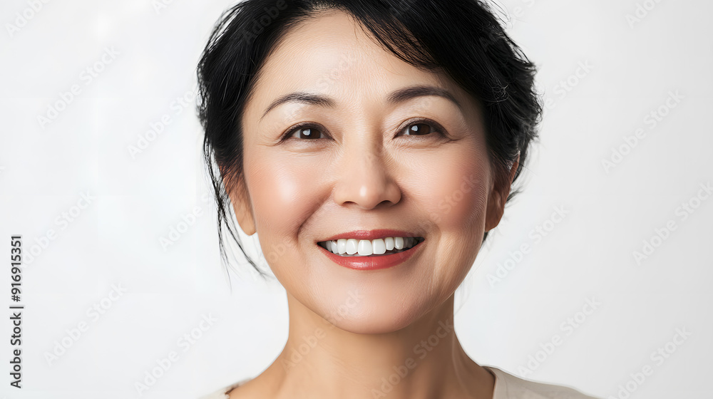 Beautiful Mature Asian woman close up portrait. Beautiful gorgeous 40-50s mid aged mature lady looking at camera isolated on white. Beautiful Mature Asian woman close up portrait. Beautiful gorgeous 40-50s mid aged mature lady looking at camera isolated on white.