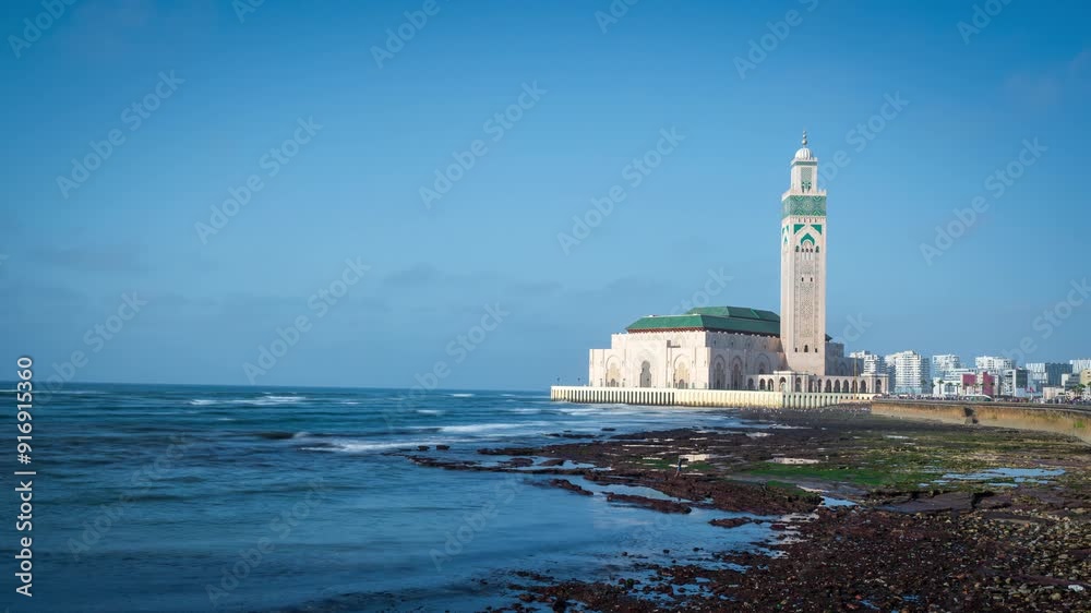 Time lapse of Hasan II Mosque in Casablanca, Morocco the second largest mosque in Africa Time lapse of Hasan II Mosque in Casablanca, Morocco the second largest mosque in Africa