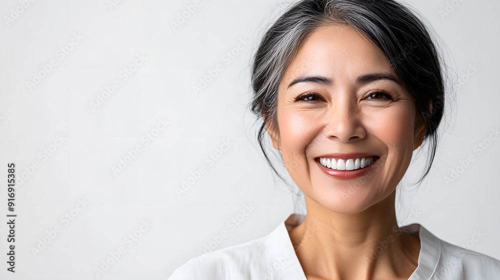 Beautiful Mature Asian woman close up portrait. Beautiful gorgeous 40-50s mid aged mature lady looking at camera isolated on white. Beautiful Mature Asian woman close up portrait. Beautiful gorgeous 40-50s mid aged mature lady looking at camera isolated on white.