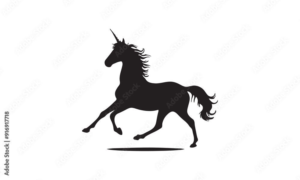 Fototapeta premium unicorn design, unicorn horse head design - black and white magical