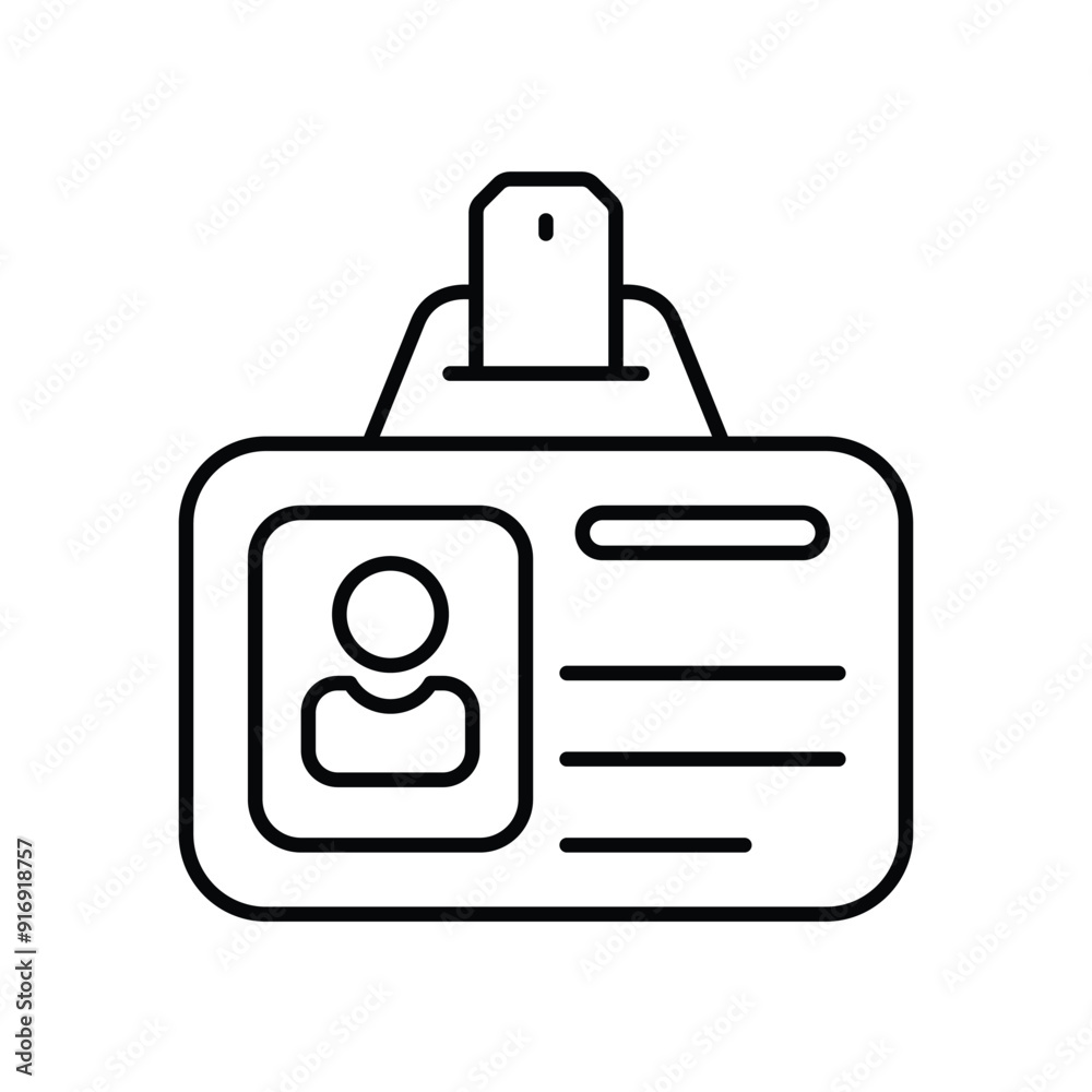 id card line icon with white background vector stock illustration