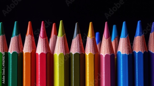 Colorful Pencils in a Row