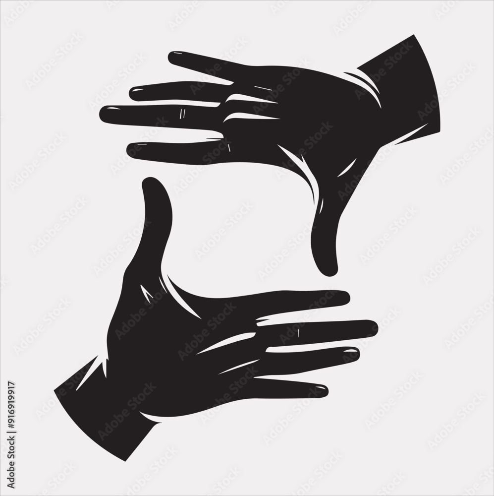 Obraz premium Hands framing vector silhouette on a white background