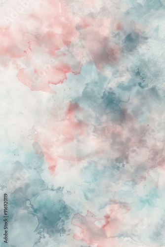 watercolor poster background with soft nuances of baby blue and blush pink