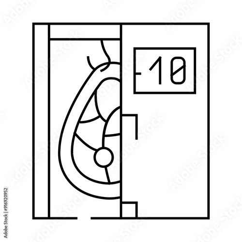 industrial refrigerator for meat line icon vector. industrial refrigerator for meat sign. isolated contour symbol black illustration