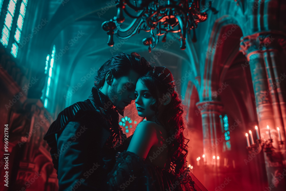 Aristocrat Vampire Couple, Seductive and Dangerous, Gothic Fashion, Haunted Atmosphere, Bloodsucker Romance, Halloween Inspiration Aristocrat Vampire Couple, Seductive and Dangerous, Gothic Fashion, Haunted Atmosphere, Bloodsucker Romance, Halloween Inspiration