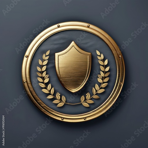 golden round badge isolated on a flat background