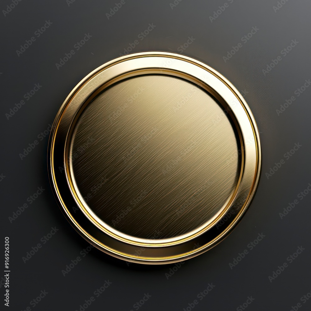 golden round badge isolated on a flat background