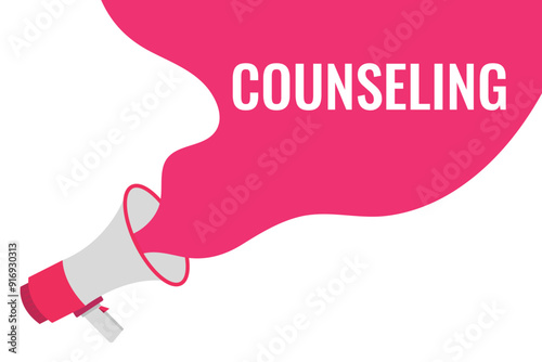 counseling button, banner, label, template for website. counseling text with colorful megaphone icon 