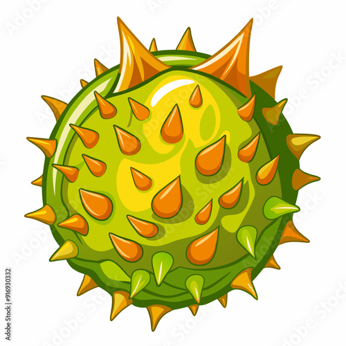 Green and Orange Spiky Ball Illustration