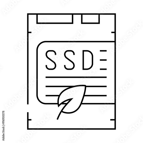 ssd card device for storage chia cryptocurrency line icon vector. ssd card device for storage chia cryptocurrency sign. isolated contour symbol black illustration