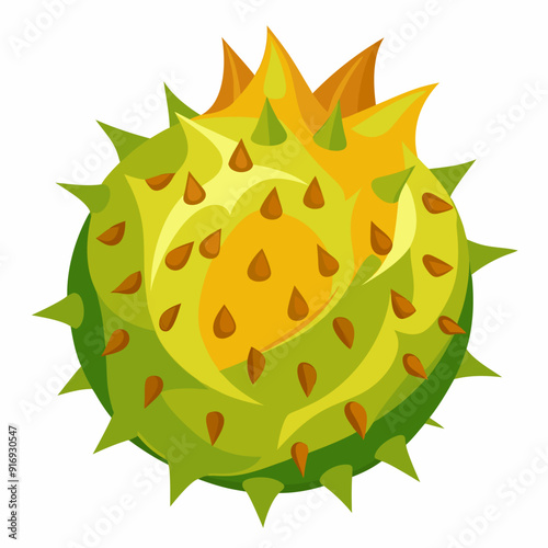 Green Spiky Fruit with Brown Seeds