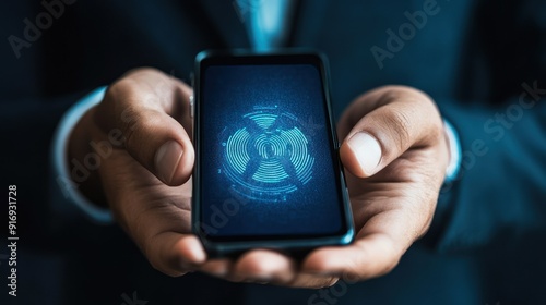 Fingertip Scanning a Fingerprint on a Smartphone Screen