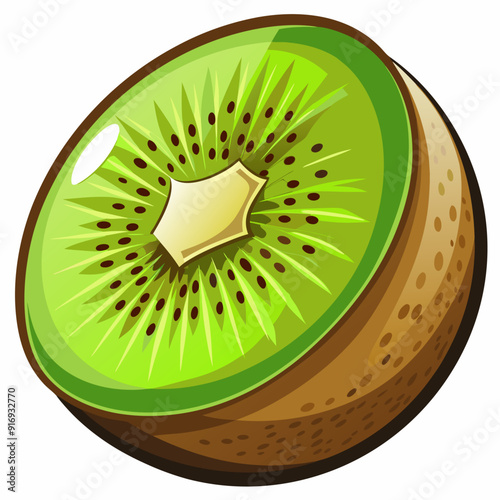A Single Slice of Fresh Kiwi Fruit