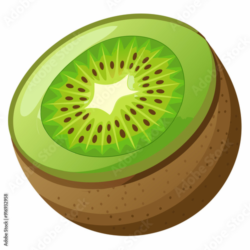 A Sliced Kiwi Fruit With Visible Green Flesh and Brown Seeds