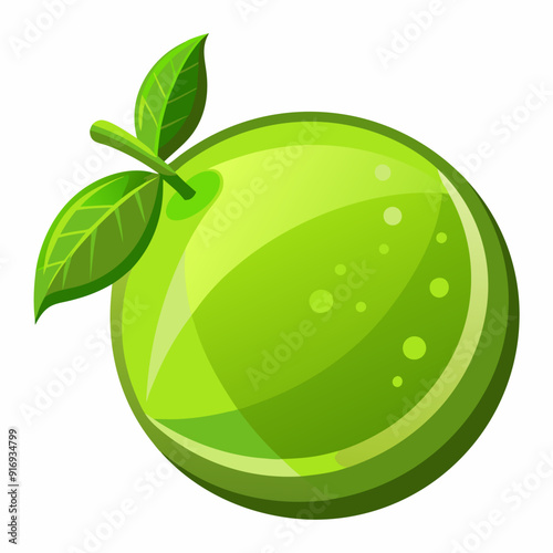 Green Fruit with Three Leaves