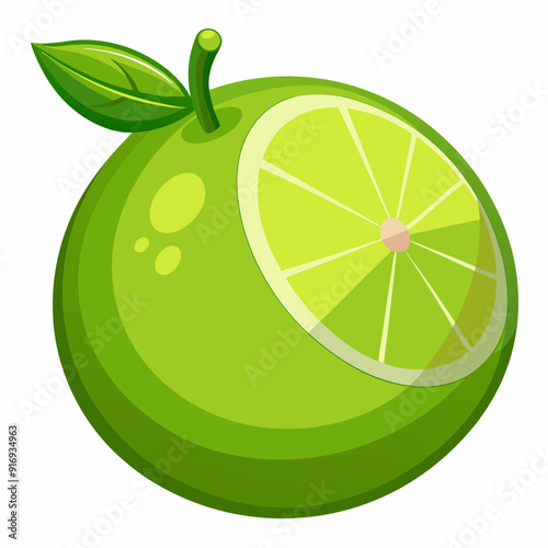A Green Lime with a Slice Cut Out, Showing its Interior