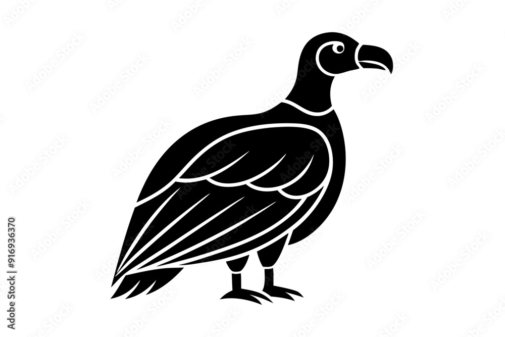 Fototapeta premium California Condor Silhouette Line Art - Clean Abstract Vector Face Illustration on White Background | Cute Cartoon Clipart Icon