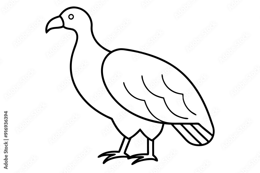 Fototapeta premium California Condor Silhouette Line Art - Clean Abstract Vector Face Illustration on White Background | Cute Cartoon Clipart Icon
