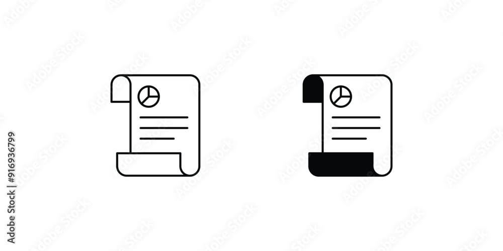 business report set icon with white background vector stock illustration