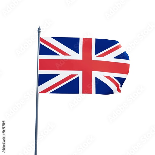 UK country flag waving in white background photo