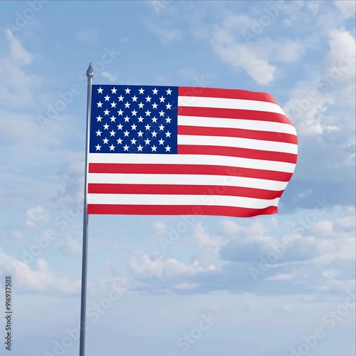 America flag waving in the sky