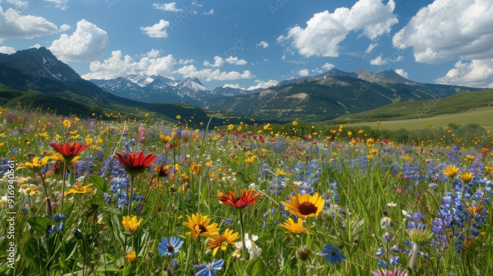 Obraz premium Wildflowers Blooming in a Mountain Meadow