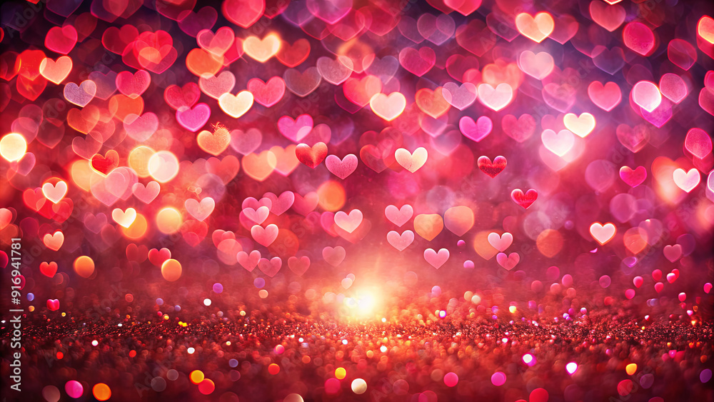 A vibrant display of heart-shaped lights creates a warm, romantic ambiance, perfect for a festive event or celebration A vibrant display of heart-shaped lights creates a warm, romantic ambiance, perfect for a festive event or celebration