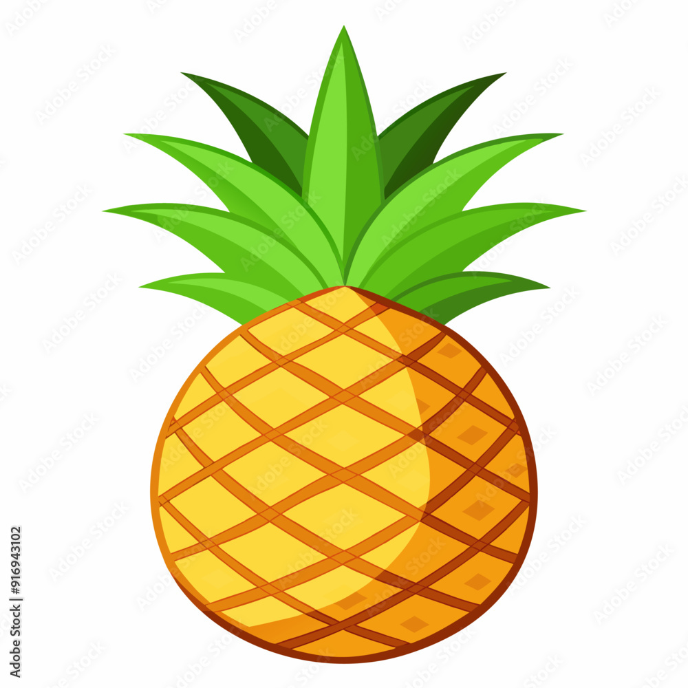 A Single Yellow Pineapple with Green Leaves A Single Yellow Pineapple with Green Leaves