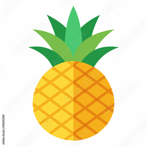 A Simple Flat Illustration of a Pineapple Fruit