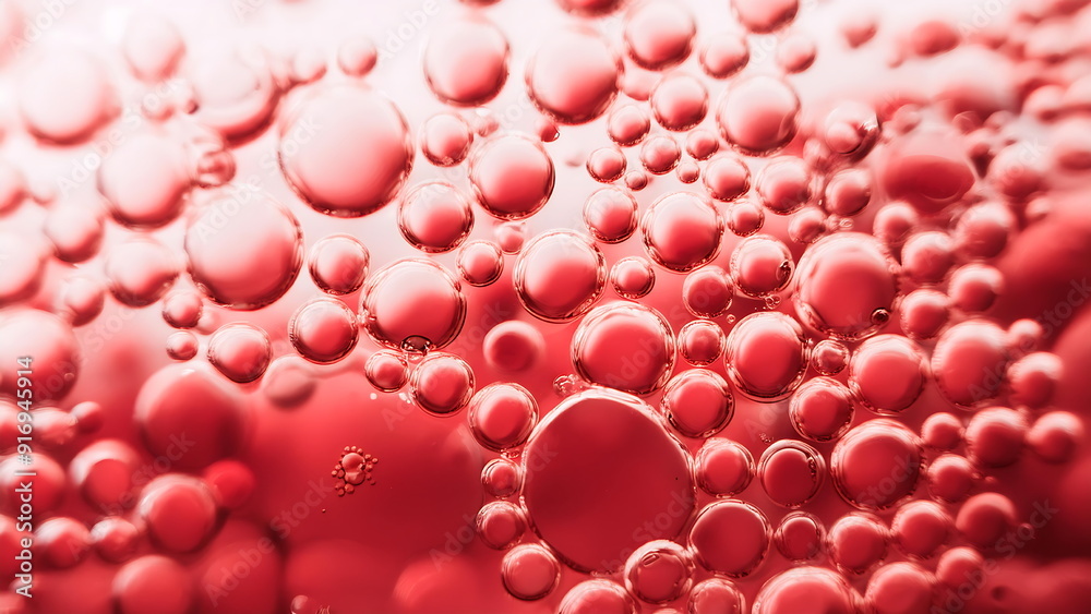 Abstract Close-Up of Pink and White Bubbles in Liquid