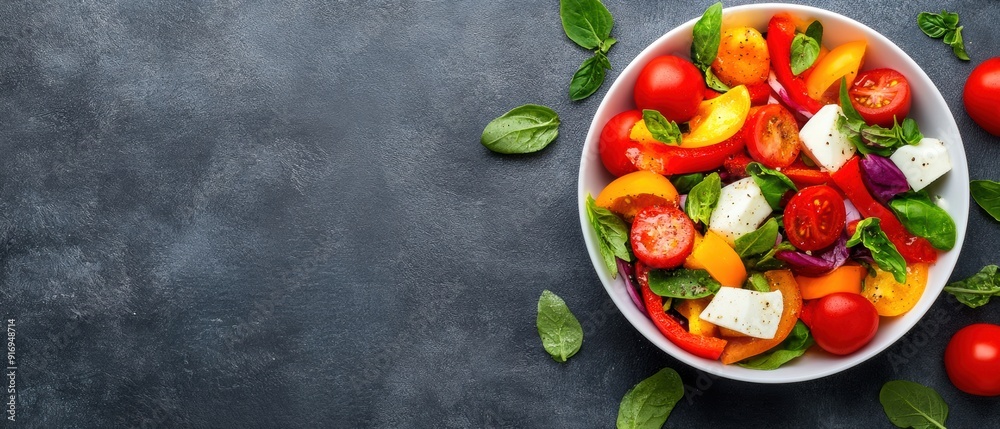 Fresh Salad with Tomatoes Bell Peppers and Cheese Fresh Salad with Tomatoes Bell Peppers and Cheese