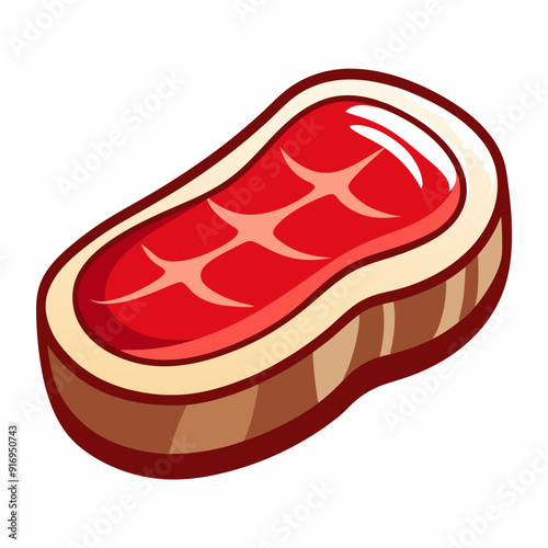 Cartoon Illustration of a Single Raw Steak