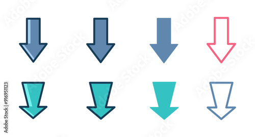 Arrow element for infographic. Vector illustration of various arrow shape in outline, lineal, and color outlined.