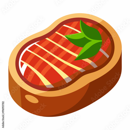 Grilled Steak with Green Leaves Garnish