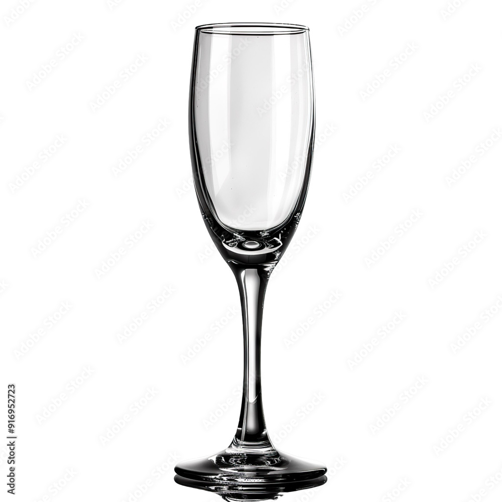 Front view of an empty flute glass isolated on a white transparent background Front view of an empty flute glass isolated on a white transparent background