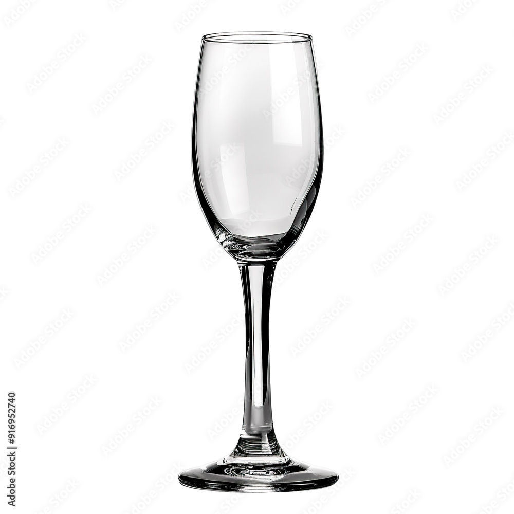 Front view of an empty flute glass isolated on a white transparent background Front view of an empty flute glass isolated on a white transparent background