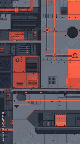 Industrial flat color background illustration