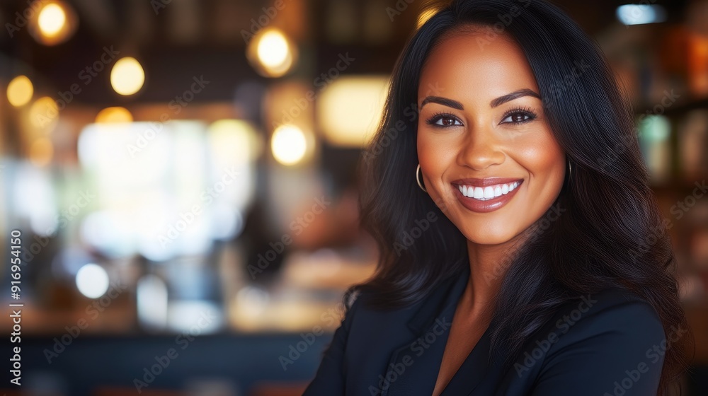 Experienced Latin Woman Professional Smiling at Desk Experienced Latin Woman Professional Smiling at Desk
