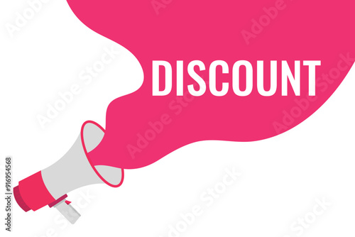 discount button, banner, label, template for website. discount text with colorful megaphone icon 