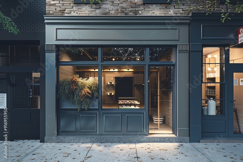 Beautiful mockup for a simple storefront on a City street photo