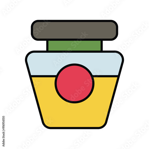 jam jar color line icon with white background vector stock illustration