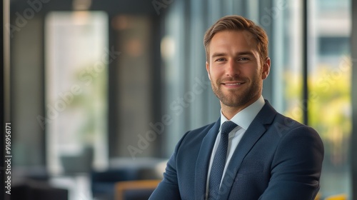 Polished Executive in Business Attire at Office Desk