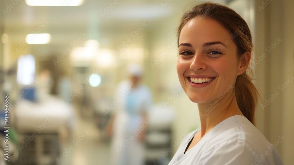 Supportive Nurse with Background of Hospital Room Supportive Nurse with Background of Hospital Room