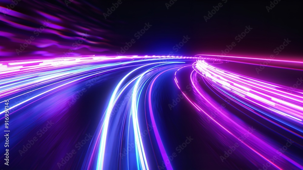 Hyper Warp 3D Render: Blue, purple, speed light line. Generative Ai Hyper Warp 3D Render: Blue, purple, speed light line. Generative Ai