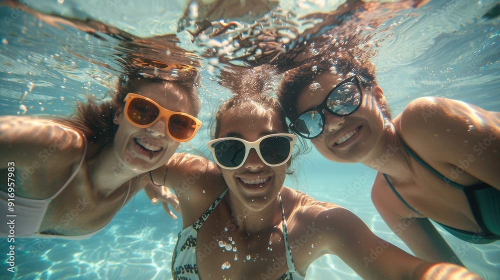 Naklejka premium The friends underwater selfie