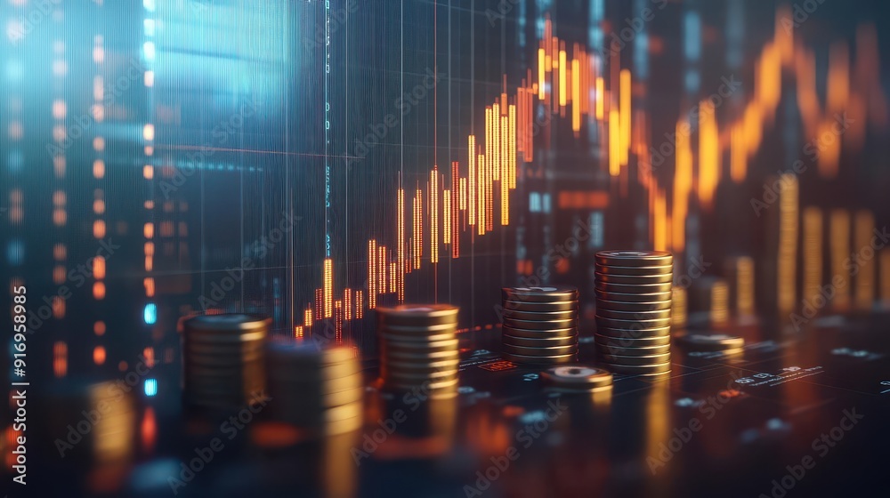 3D illustration of an ascending financial chart with realistic lighting, symbolizing business achievement 3D illustration of an ascending financial chart with realistic lighting, symbolizing business achievement